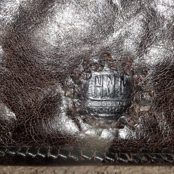 GIANFRANCO FERRE-Brown Gathered Looped Distressed Leather - Picture 6 of 10